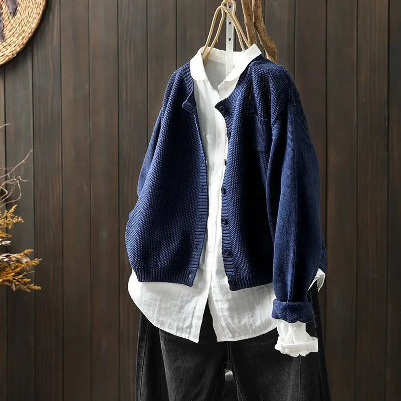 Tilly | Crew Neck Relaxed Knit Cardigan