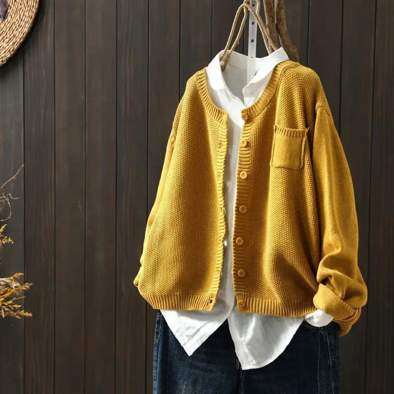 Tilly | Crew Neck Relaxed Knit Cardigan