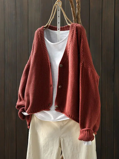 Tessa | V-Neck Oversized Chunky Knit Cardigan