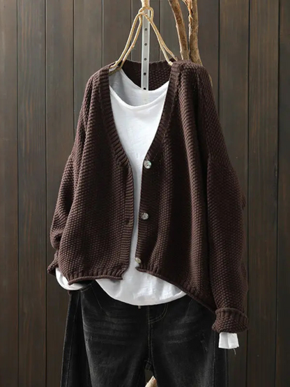 Tessa | V-Neck Oversized Chunky Knit Cardigan