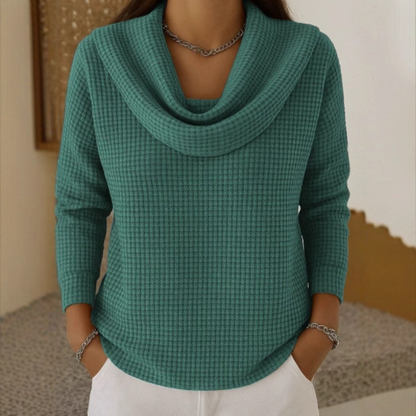 Betty | Cowl Neck Waffle Knit Long Sleeve Jumper
