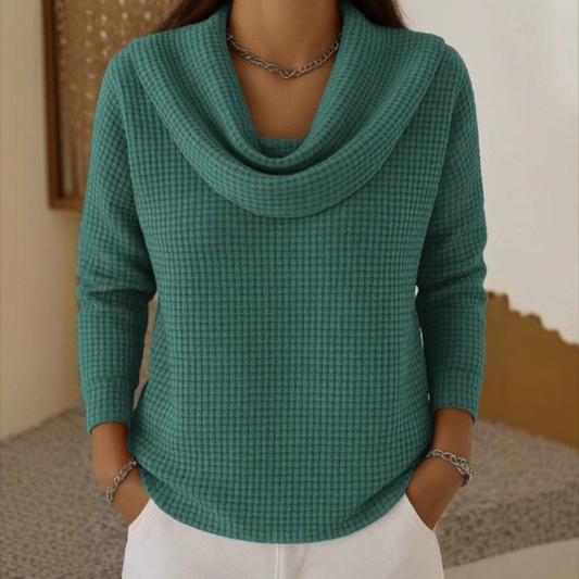 Betty | Cowl Neck Waffle Knit Long Sleeve Jumper
