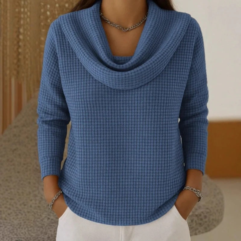 Betty | Cowl Neck Waffle Knit Long Sleeve Jumper