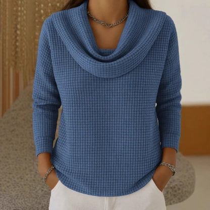 Betty | Cowl Neck Waffle Knit Long Sleeve Jumper
