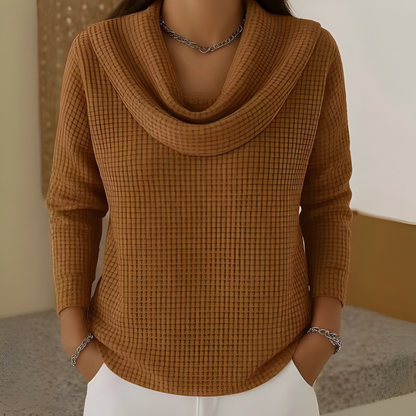 Betty | Cowl Neck Waffle Knit Long Sleeve Jumper