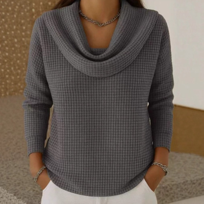 Betty | Cowl Neck Waffle Knit Long Sleeve Jumper