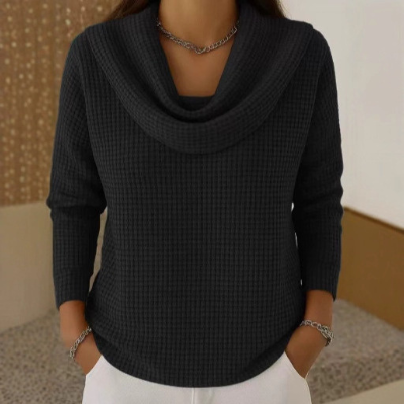 Betty | Cowl Neck Waffle Knit Long Sleeve Jumper