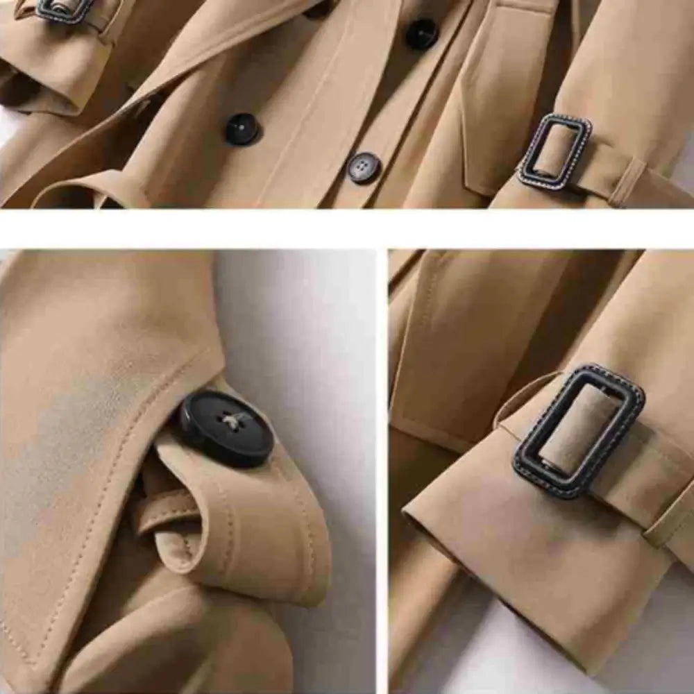 Edith | Classic Belted Long Trench Coat with Check Lining