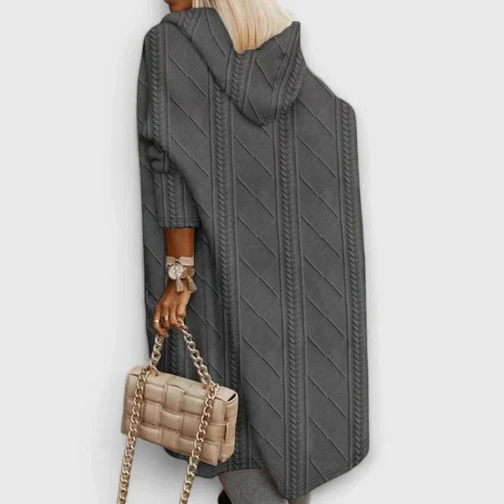 Calystria | Extended-Length Attached Hood Winter Cardigan
