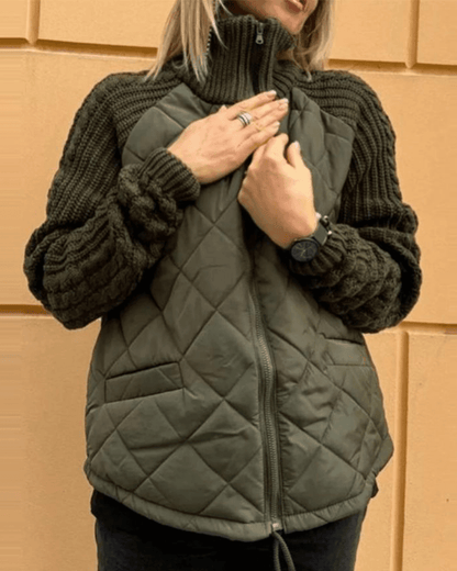 Carys | Winter Quilted Cable Knit Sleeves Puffer Jacket