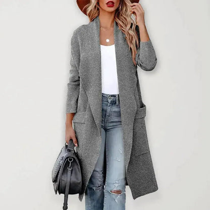 Women's Open-Front Longline Pocket Cardigan