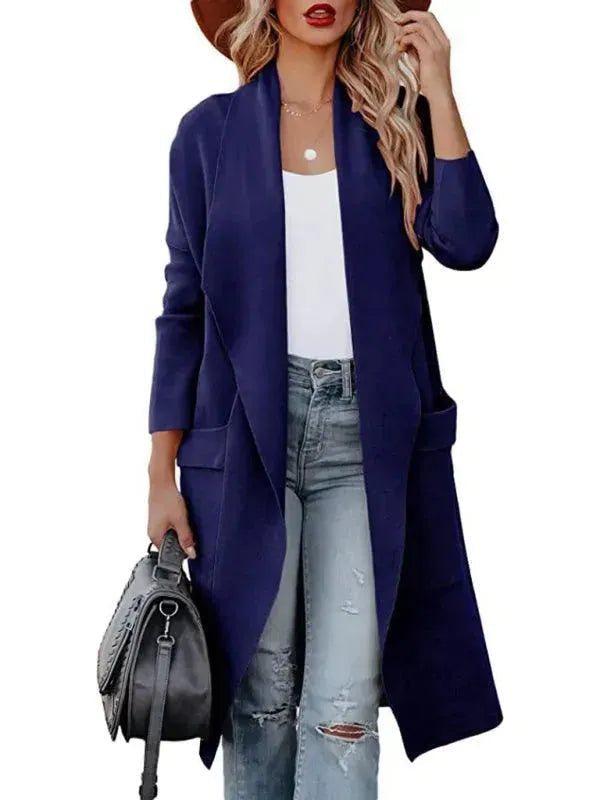 Women's Open-Front Longline Pocket Cardigan