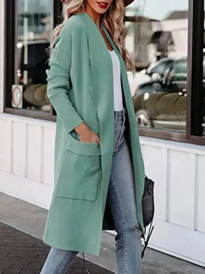 Women's Open-Front Longline Pocket Cardigan