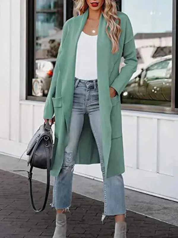 Women's Open-Front Longline Pocket Cardigan