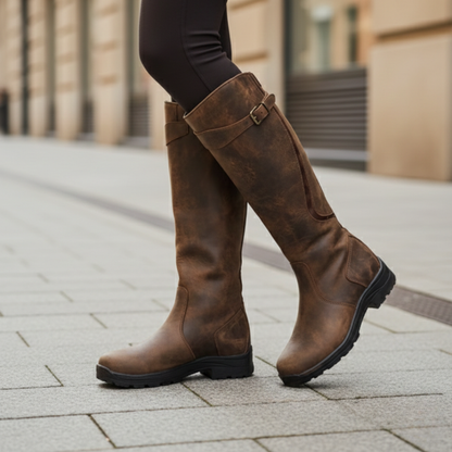Gilly | Waterproof Knee High Boots with Adjustable Buckle Strap