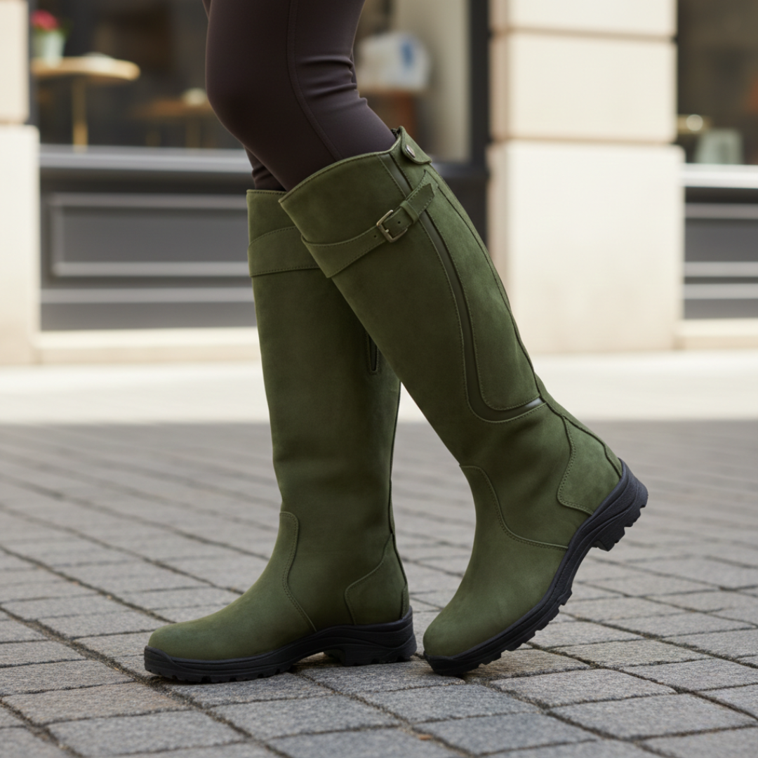 Gilly | Waterproof Knee High Boots with Adjustable Buckle Strap
