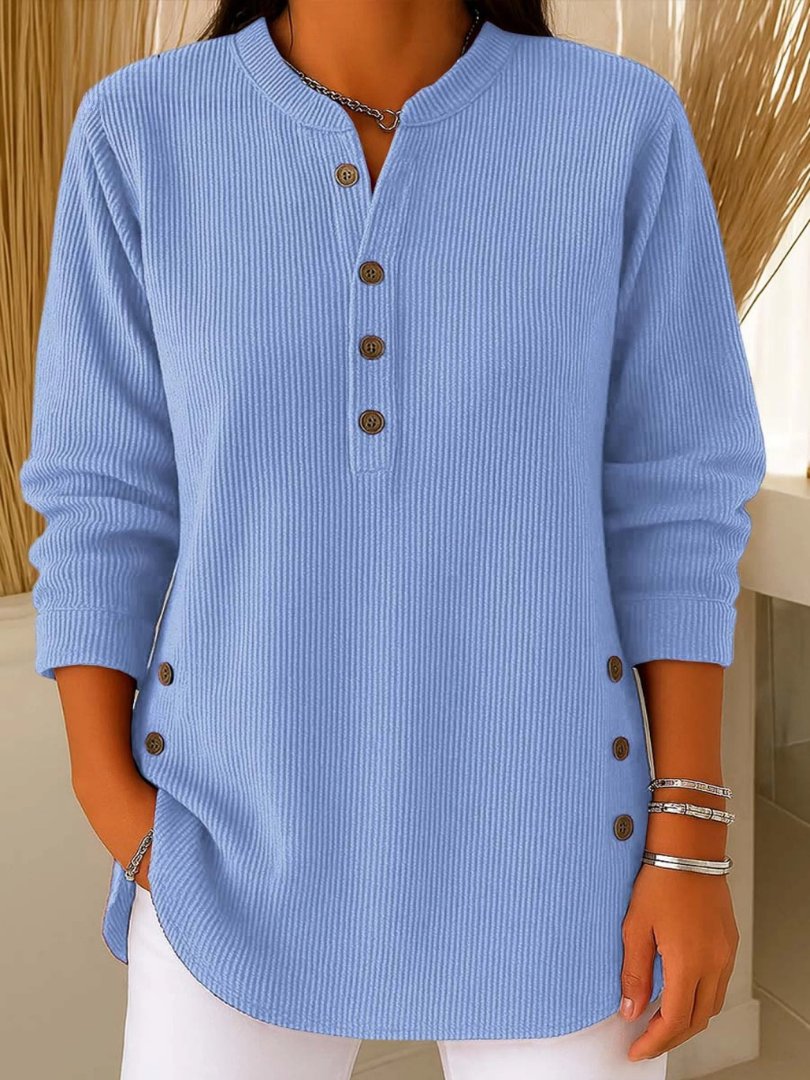 Mia | Henley Button Ribbed Long Sleeve Jumper