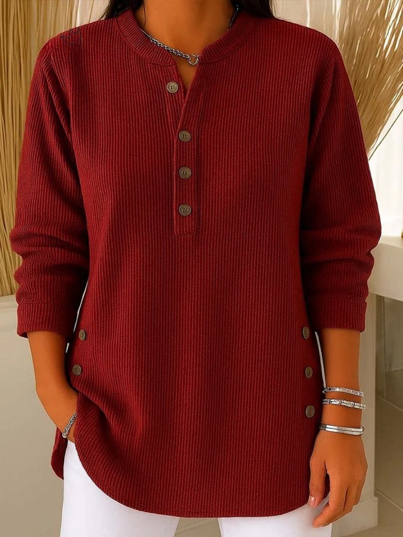 Mia | Henley Button Ribbed Long Sleeve Jumper