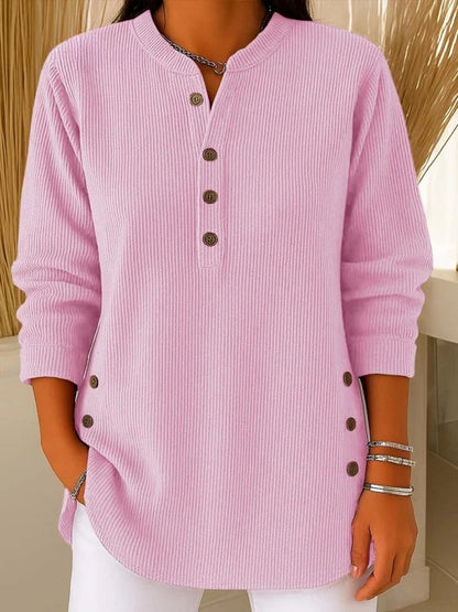 Mia | Henley Button Ribbed Long Sleeve Jumper