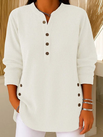 Mia | Henley Button Ribbed Long Sleeve Jumper