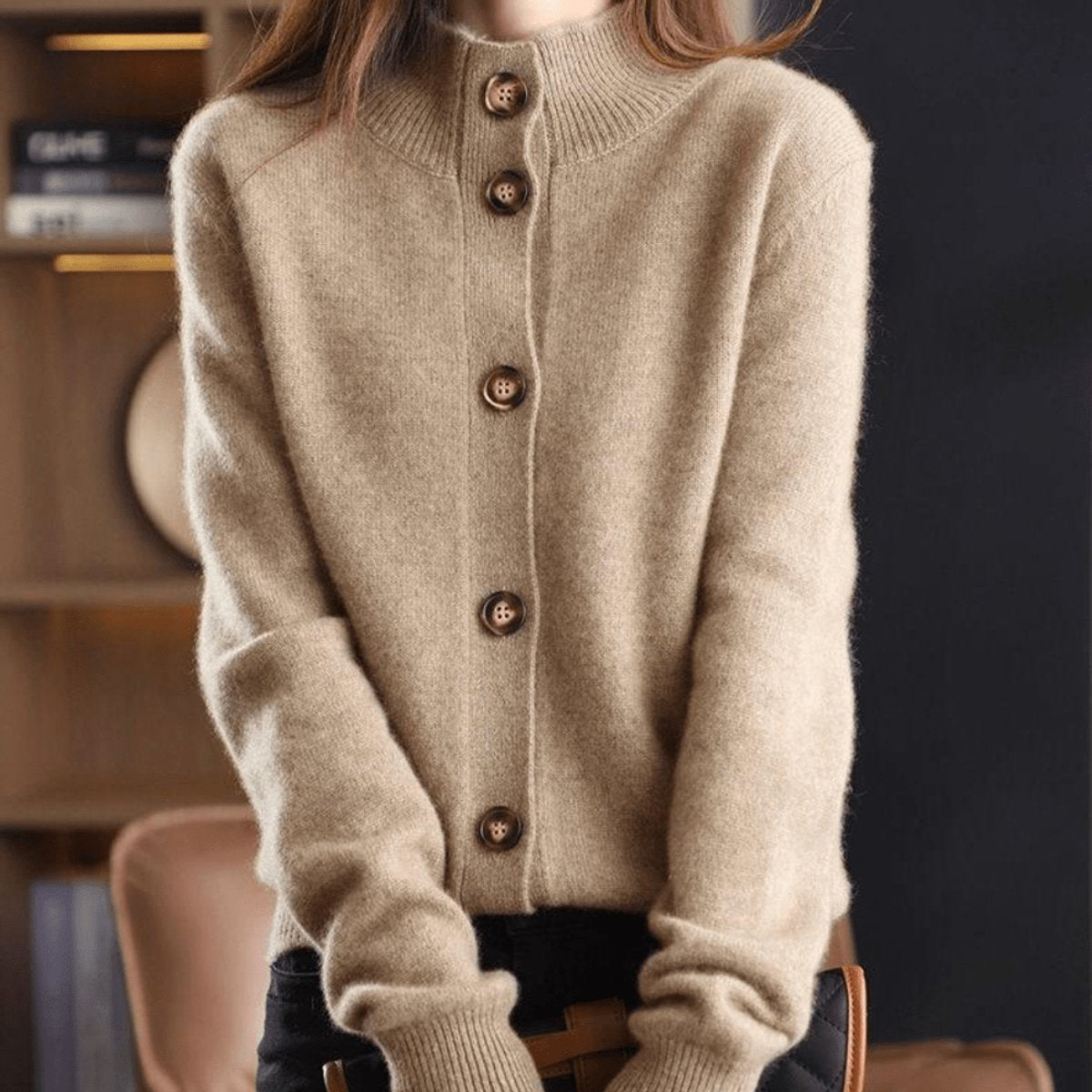 Connie | Mock Neck Knit Cardigan