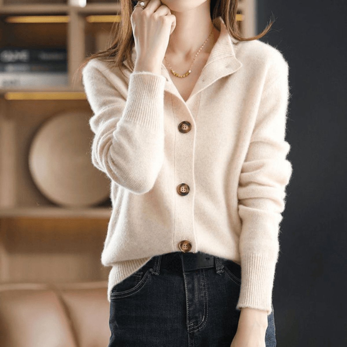Connie | Mock Neck Knit Cardigan