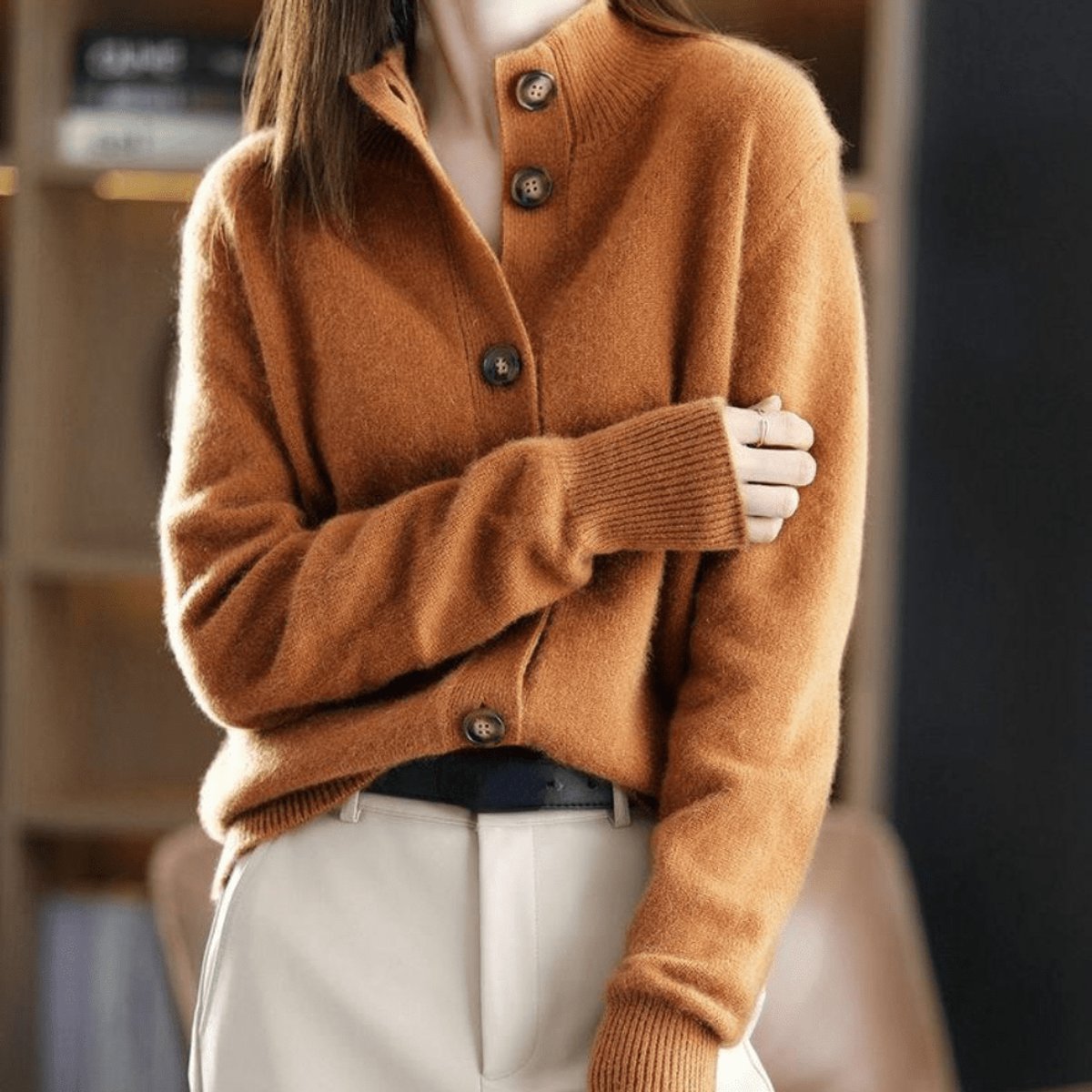 Connie | Mock Neck Knit Cardigan