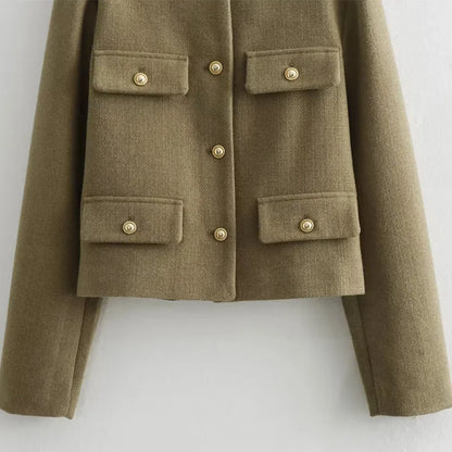 Laura | Women's Cropped Button Front Bomber Jacket
