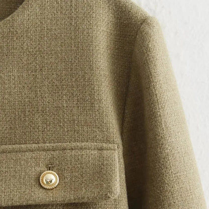 Laura | Women's Cropped Button Front Bomber Jacket