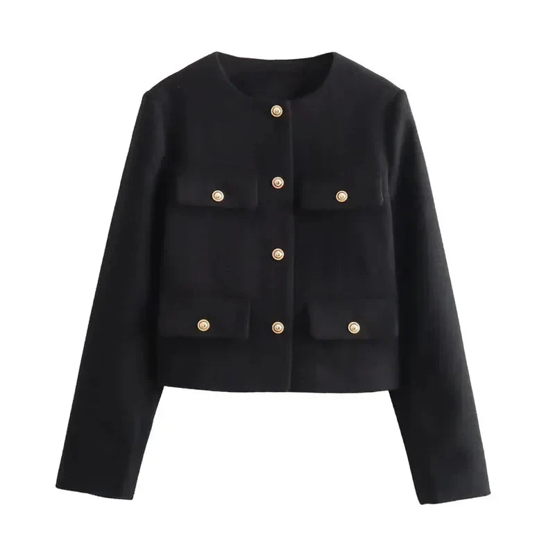 Laura | Women's Cropped Button Front Bomber Jacket