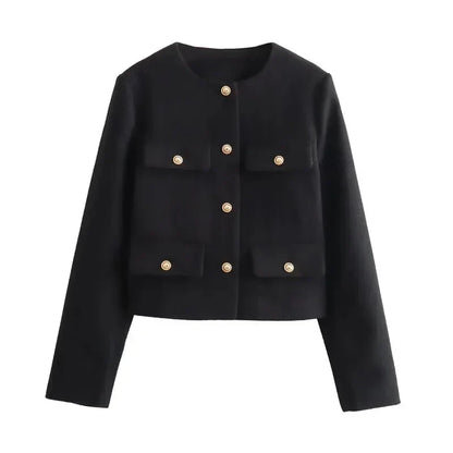 Laura | Women's Cropped Button Front Bomber Jacket