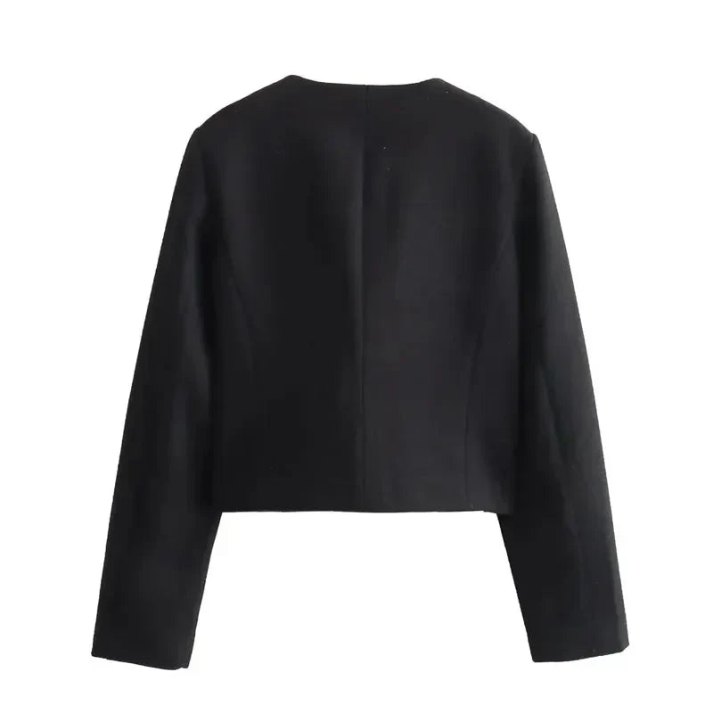 Laura | Women's Cropped Button Front Bomber Jacket
