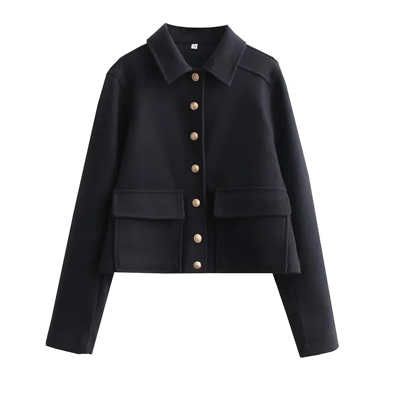 Isabella | Women's Cropped Button Front Bomber Jacket