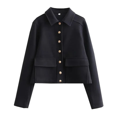 Isabella | Women's Cropped Button Front Bomber Jacket