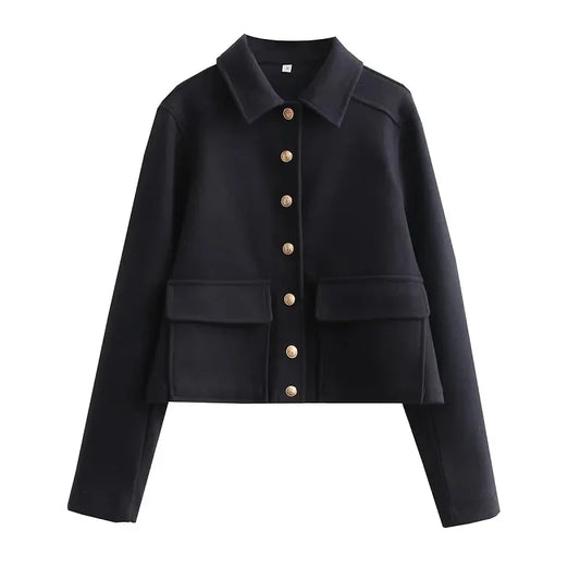 Isabella | Women's Cropped Button Front Bomber Jacket
