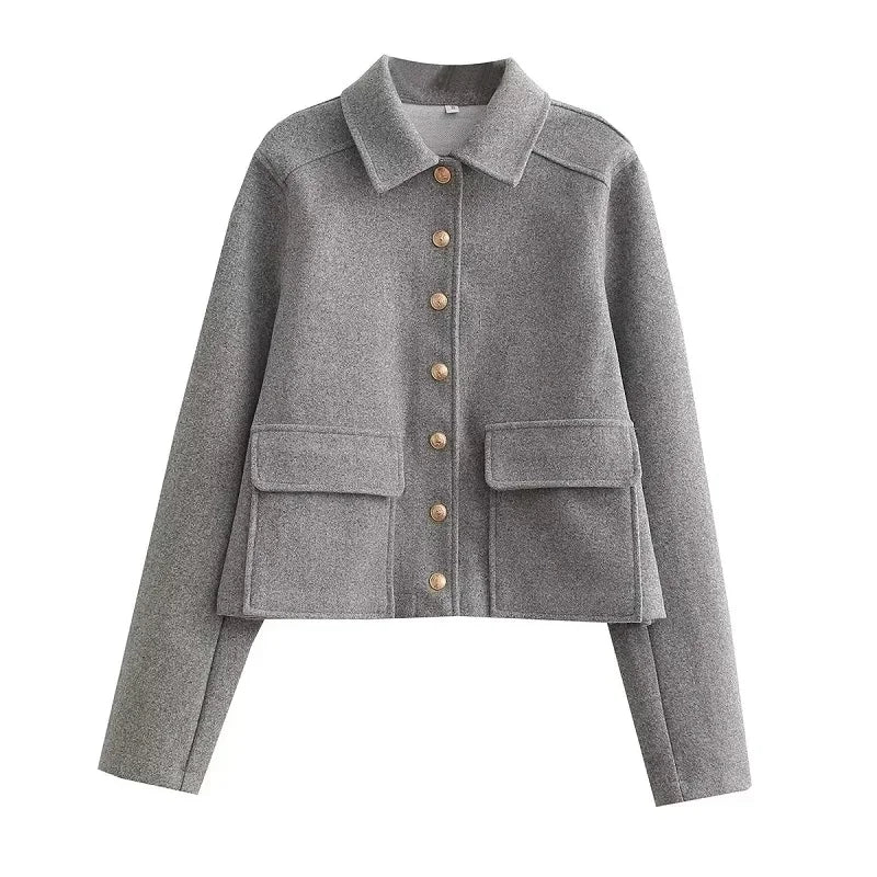 Isabella | Women's Cropped Button Front Bomber Jacket