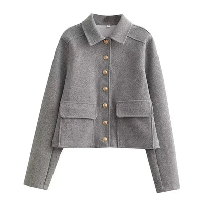 Isabella | Women's Cropped Button Front Bomber Jacket