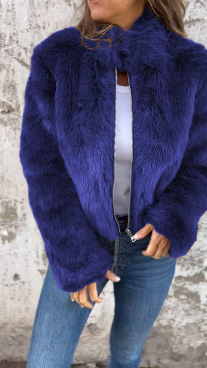 Hermione | Fluffy Cropped Faux Fur Coat with Open Front