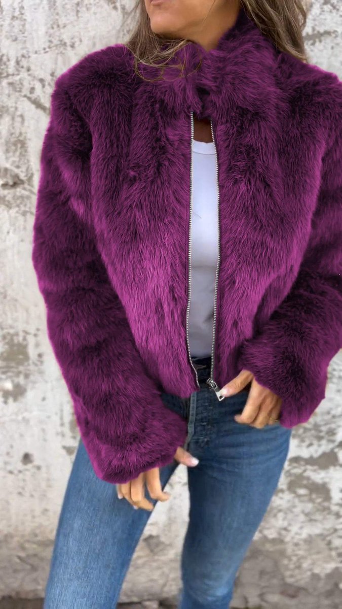 Hermione | Fluffy Cropped Faux Fur Coat with Open Front