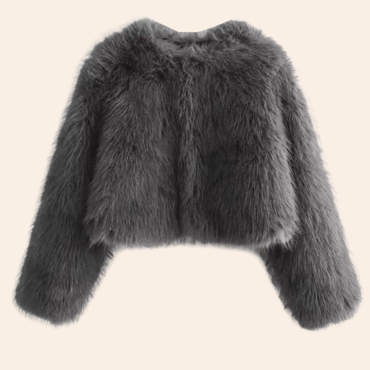 Delilah | Cropped Open-Front Fluffy Faux Fur Jacket
