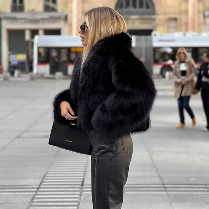 Edwina | Elegant Cropped Faux Fur Coat