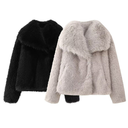 Edwina | Elegant Cropped Faux Fur Coat