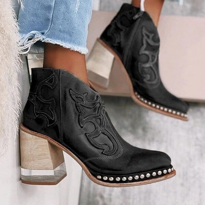 Dawson | Embroidered Block Heel Western Chelsea Boots