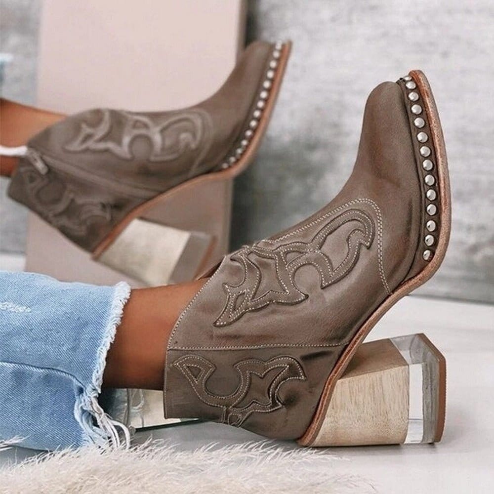 Dawson | Embroidered Block Heel Western Chelsea Boots