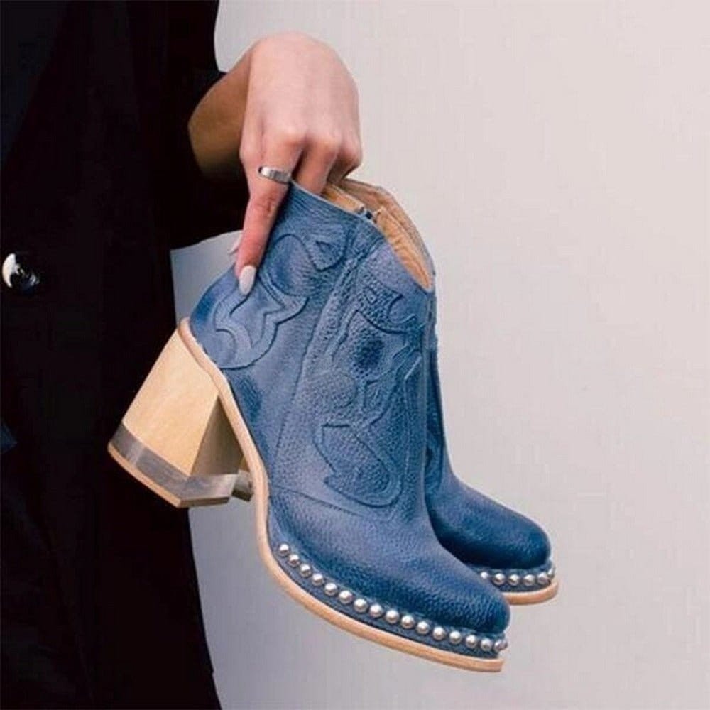 Dawson | Embroidered Block Heel Western Chelsea Boots