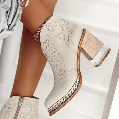 Dawson | Embroidered Block Heel Western Chelsea Boots