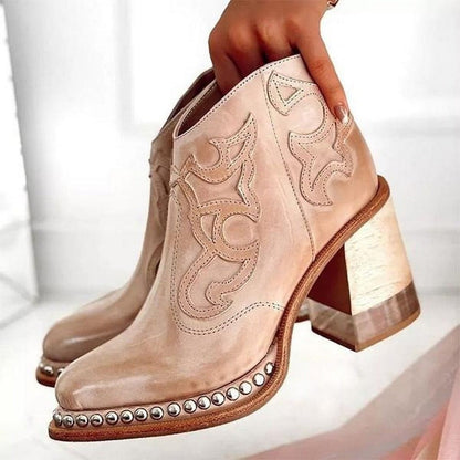 Dawson | Embroidered Block Heel Western Chelsea Boots