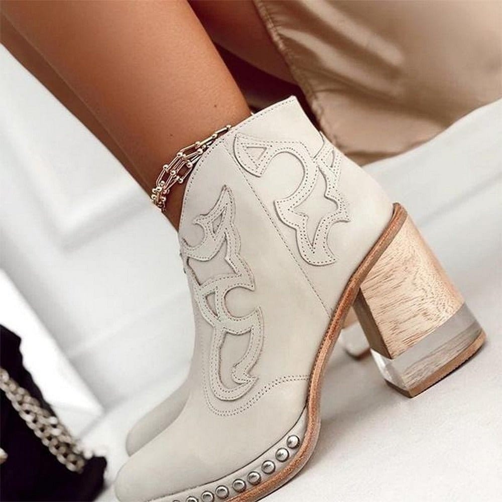 Dawson | Embroidered Block Heel Western Chelsea Boots