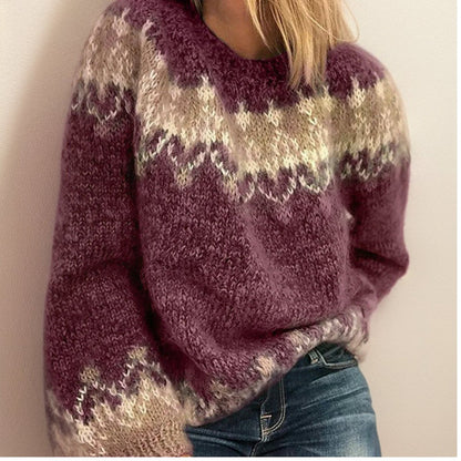 Elizabeth | Crew Neck Fair Isle Mohair Knit Jumper