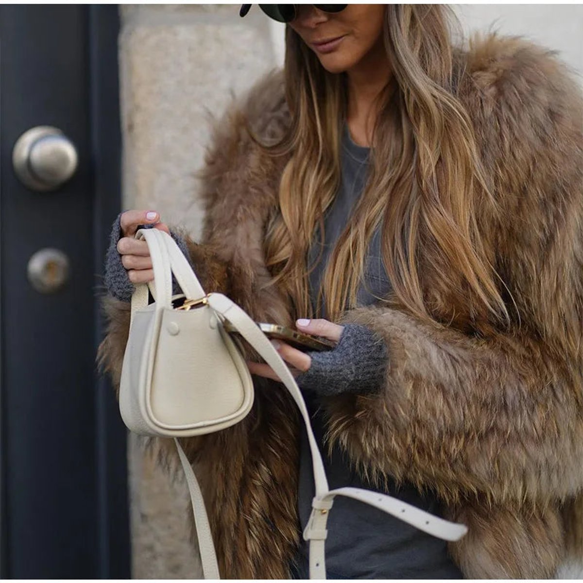 Enid | Brown Fluffy Cropped Faux Fur Jacket